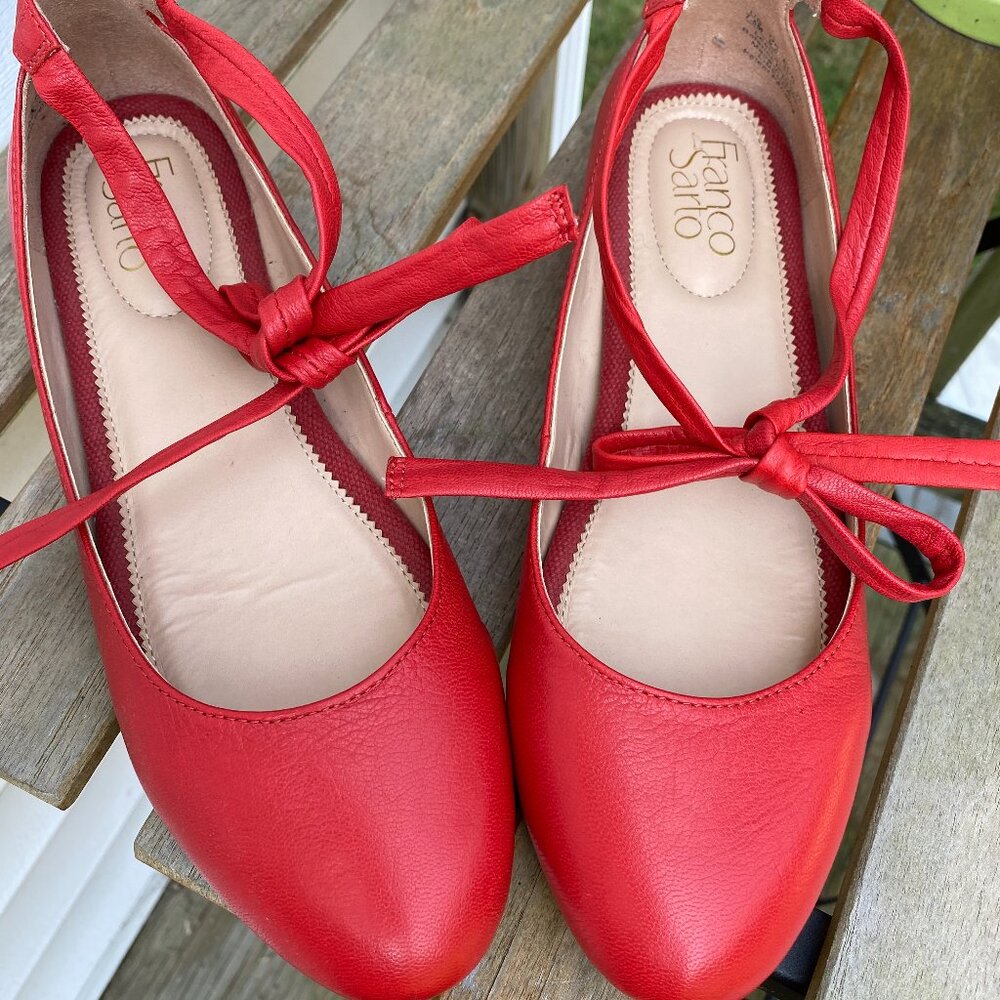 Red Franco Sarto Ballet Flats with Ties